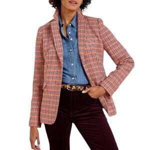 Talbots Classic Shetland Wool Blend Blazer Jacket Apple Plaid Size 18W